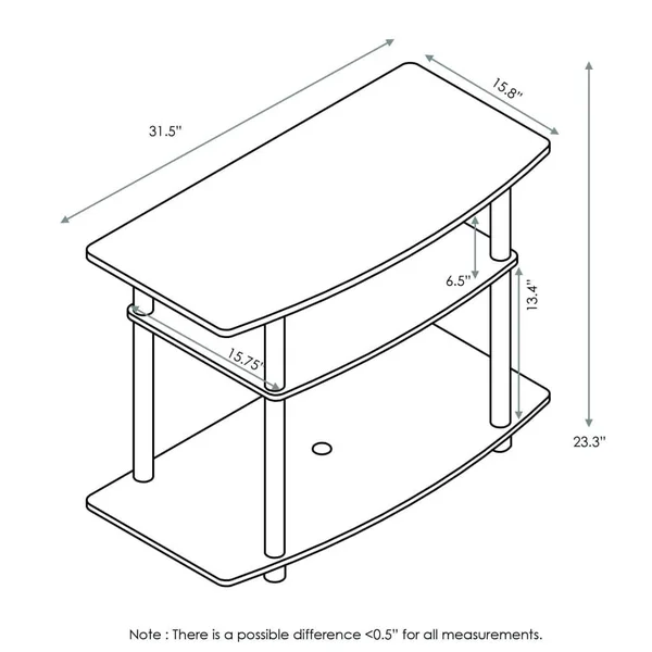 Furinno 13192 Turn-N-Tube No Tools 3-Tier TV Stands - Columbia Walnut/Black