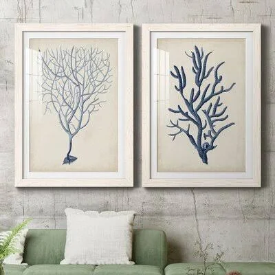 Indigo Coral IIIPremium Framed Print - Ready to Hang Dovecove Format: White Framed Paper - Matte Color: White, Size: 43.5x22 H x