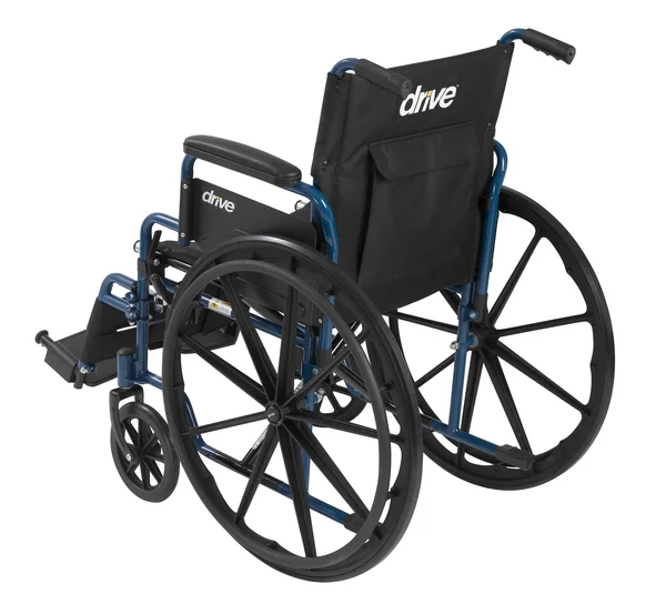Drive Medical Blue Streak Wheelchair with Flip Back Desk Arms, Swing Away Footrests, 16x22 Seat, 42" x 12.5" x 36"