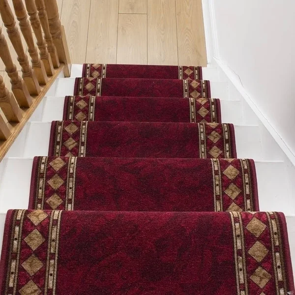 runrug USA Cheops Red Stair Carpet Runner Length: 21 foot - WIDTHS