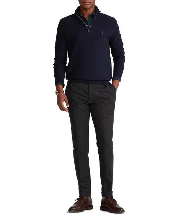 Polo Ralph Lauren Men's Cotton Quarter-Zip Sweater - Polo Black