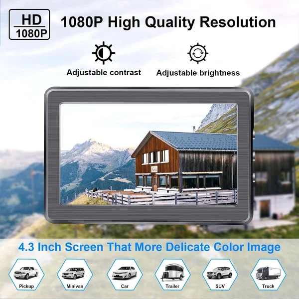 DoHonest HD 1080p Digital Wireless Backup Camera Kit with 5 inch TFT Monitor for Trucks, cars, suvs, vans, campers Rear View Camera