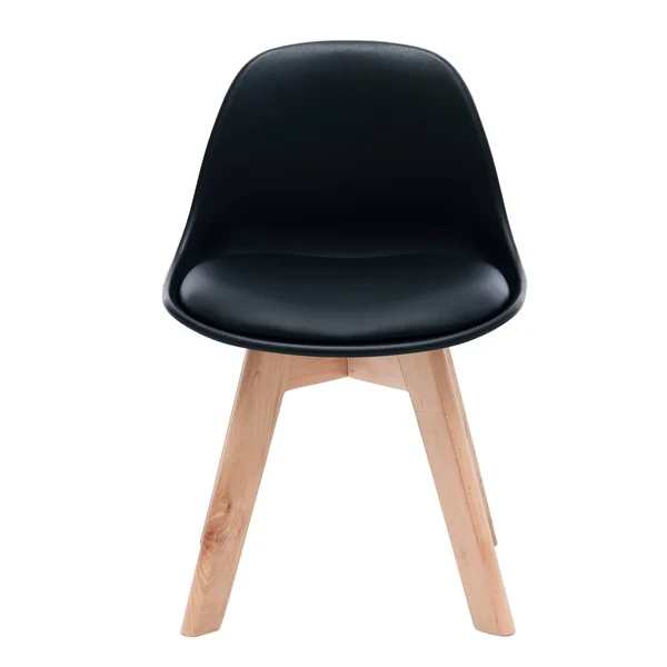 Porthos Home Brynn Kids Chair, Plastic Shell with Seat CUSHION, Beech Wood Legs - Orange