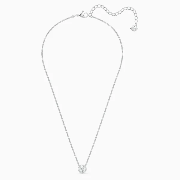 Swarovski Angelic Round Pendant, White, Rhodium Plated