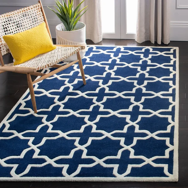 Safavieh 5& x 5& Square Chatham CHT732B Blue, Ivory Rug