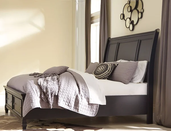 Ashley Greensburg Queen Sleigh Storage Bed in Black