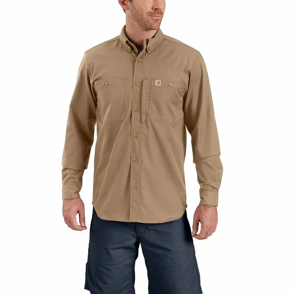 Carhartt Rugged Professional Series Men's Long-Sleeve Shirt - Dark Khaki, XL Tall