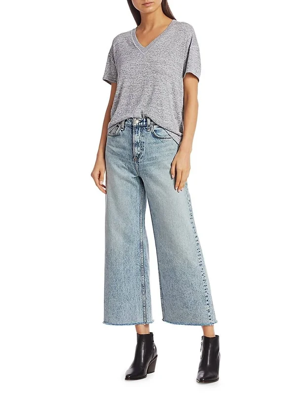 Rag & Bone Women's Avryl V-Neck T-Shirt 0400012129014 - Large, Light Heather Grey