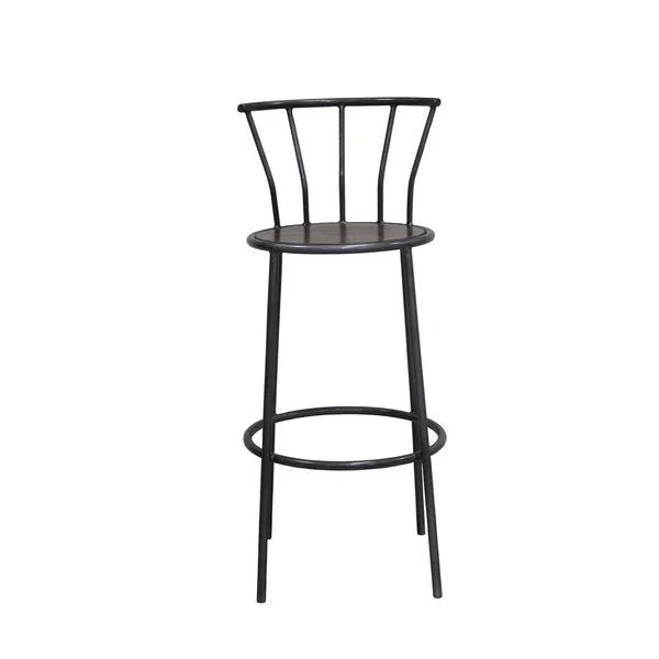 Rockies Containers Iron Bar Stool with Backrest in Gray Metal and Natural Wood Finish - 45x22 H x 18x22 W x 18x22 D - Single - G
