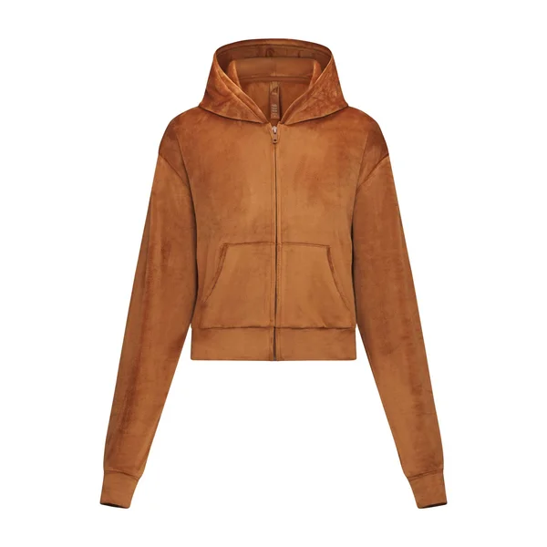 SKIMS Velour Hoodie, Bronze, XL