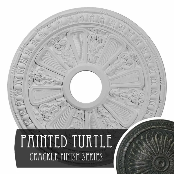 18 1/8 inchod 3 5/8 inchid x 1 1/8 inchp Raymond Ceiling Medallion (Fits Canopies Up to 5 1/8 inch), Hand-Painted Painted Turtle