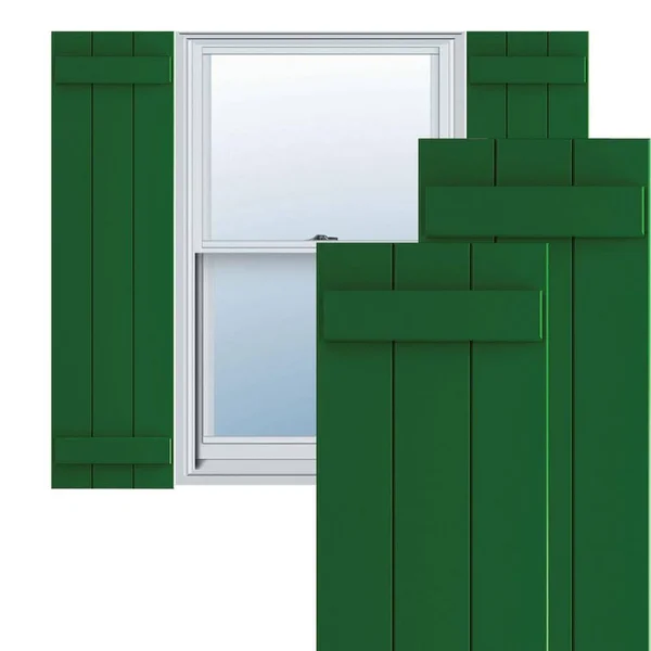 Ekena Millwork CWB15X033CGC 15x22W x 33x22H Exterior Four Board (2 Batten) Composite Board-n-Batten Shutters (Per Pair), Chrome