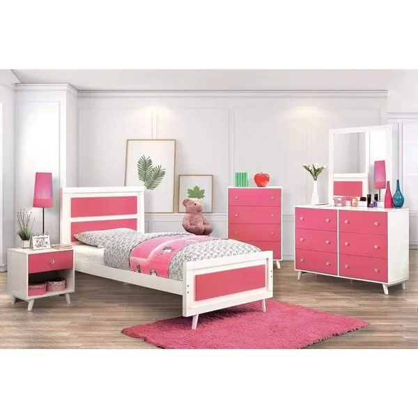 Furniture of America Alivia White Pink Full Bed