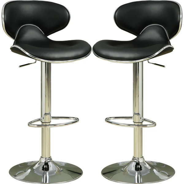 Houston Modern Design Black Upholstered Adjustable Stools (Set of 2)