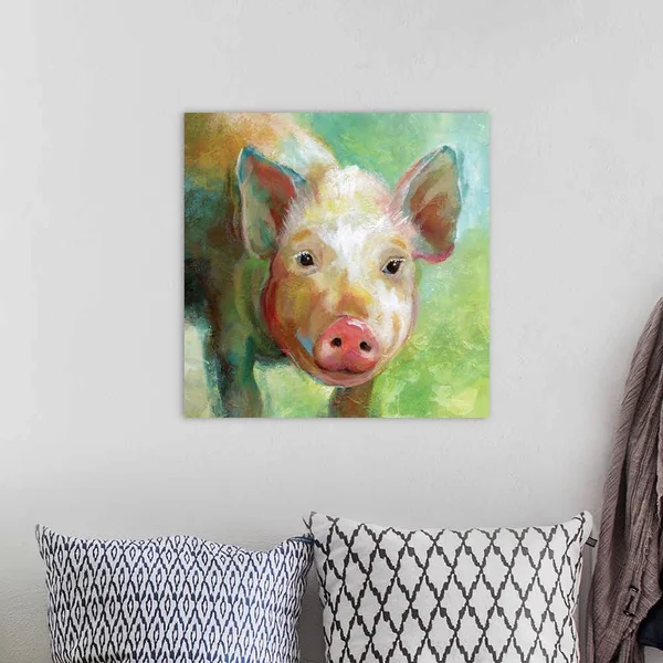 Colorful Quirky Pig - Canvas Wall Art, 20x20, Great Big Canvas
