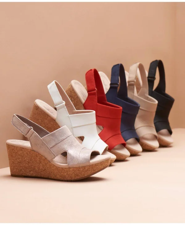 Clarks Collection Women's Annadel Ivory Wedge Sandals - Red