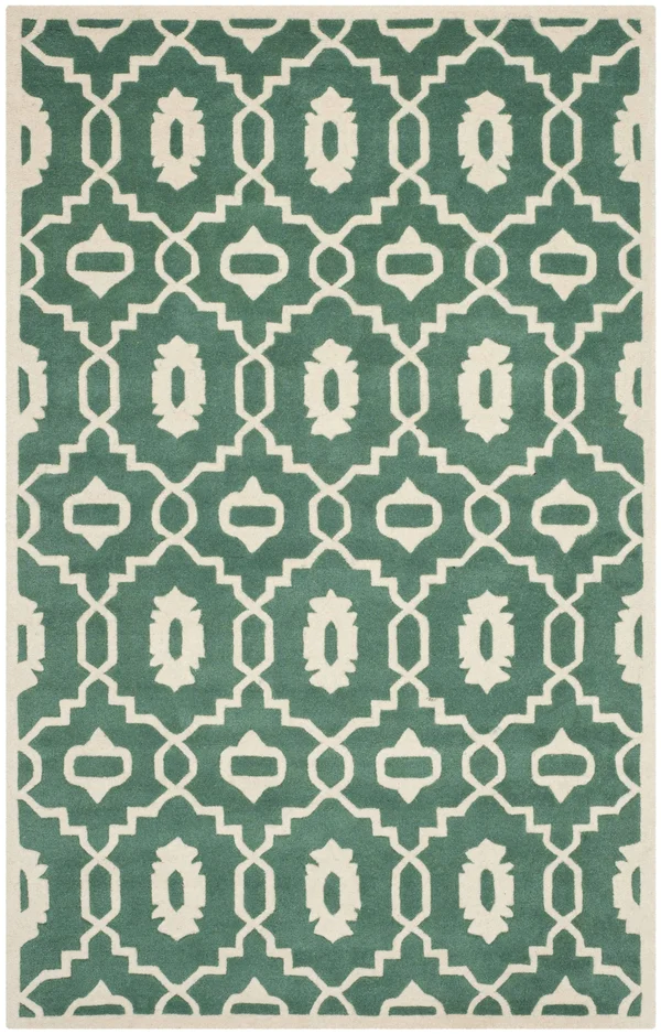 Safavieh 4& x 6& Chatham CHT745T Teal - Ivory Rug