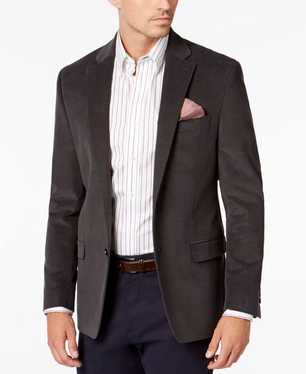 Lauren Ralph Lauren Mens Lexington Tweed Sportcoat Two-Button Blazer Gray 46L
