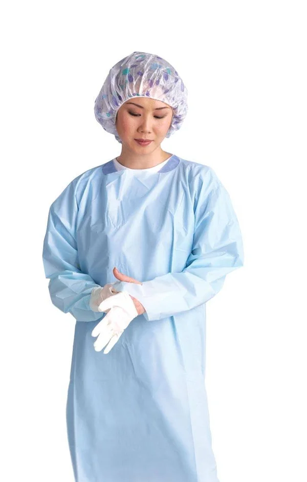 Medline NONTH100B Standard Polyethylene Thumb Loop Isolation Gowns, Blue, Regular/Large