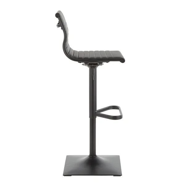 Porch & den Tower Master Adjustable Bar Stool in Faux Leather and Black Metal - Grey