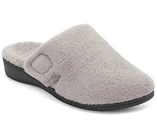 Vionic Terry Mule Slippers - Gemma - Size 7 Medium, Light Grey