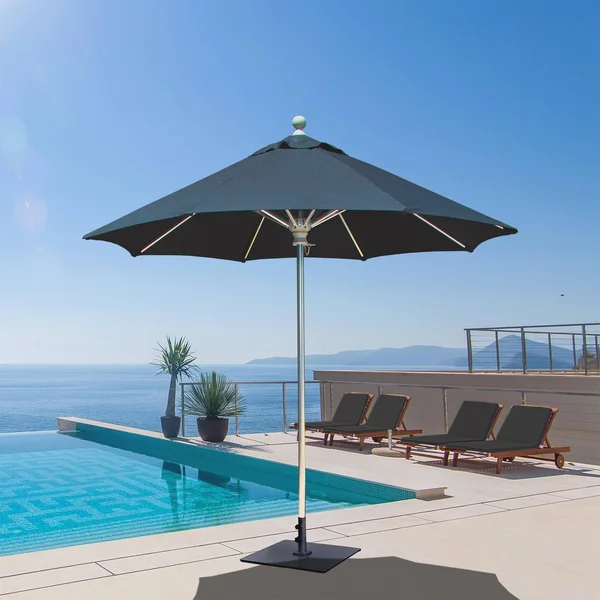 Galtech International - Manual Lift - 7.5' Round Umbrella 61: Ginkgo SR: Silver
