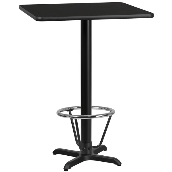 Flash Furniture Black 30&& Square Laminate Table Top with 22&&x22&& Bar Height Table Base & Foot Ring