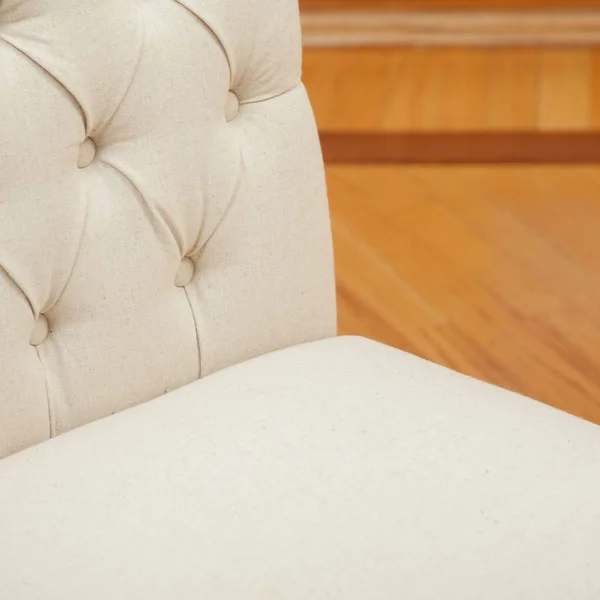 Set of 2 Ivory and Brown Contemporary Upholstered Dining Chairs 37.25x22