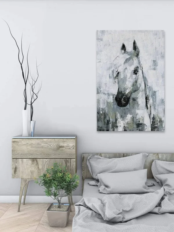 Marmont Hill Horse Portrait Canvas Wall Art - 24 inch x 16 inch, Size: 1.50 inch x 16.00 inch, White
