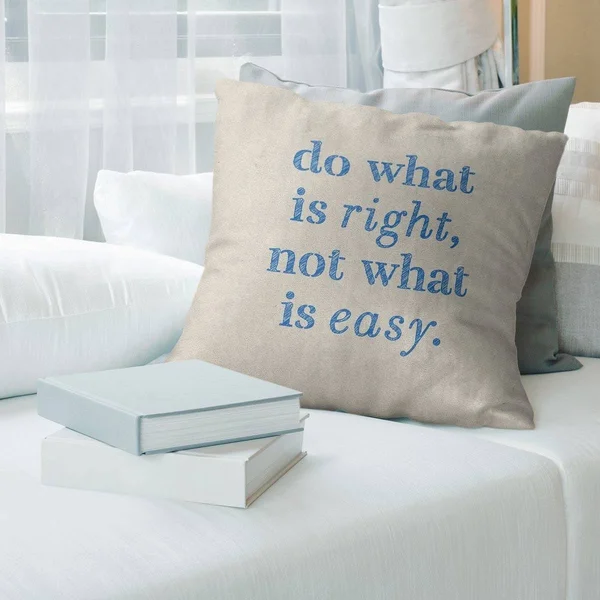 Quotes Handwritten Do What Is Right Quote Pillow-Cotton Twill - 20 x 20 - Square - Zipper Closure - Large - Removable Cover - Ac