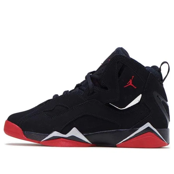 Jordan Boys True Flight - Basketball Shoes Black/Gym Red/Metallic Silver Size 04.5