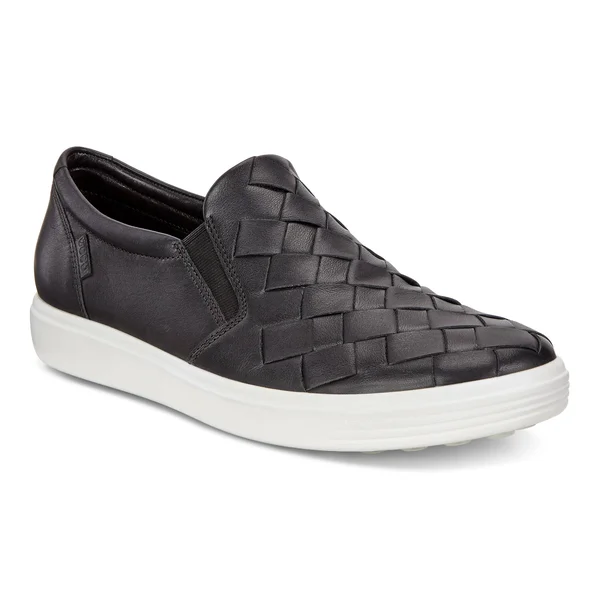 Ecco Women's Soft 7 Woven Slip on in Black 36