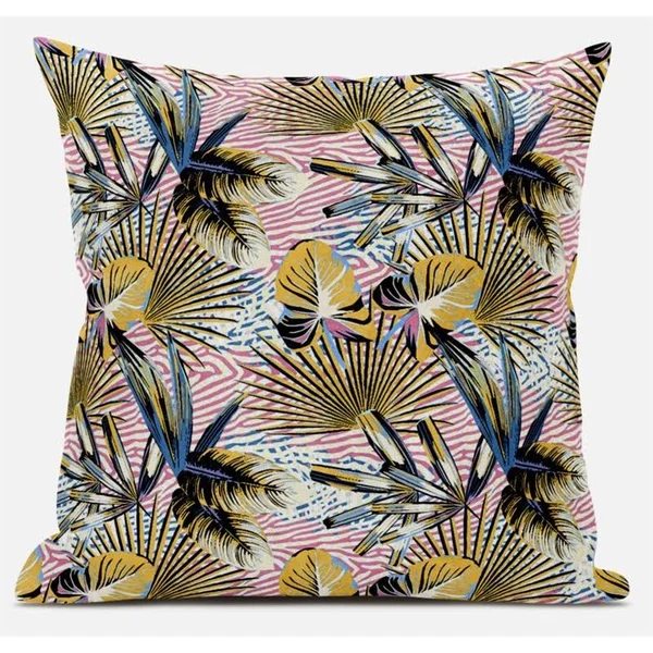 Plant Illusion Suede Zippered Pillow with Insert in White Light Blue 20 x 20