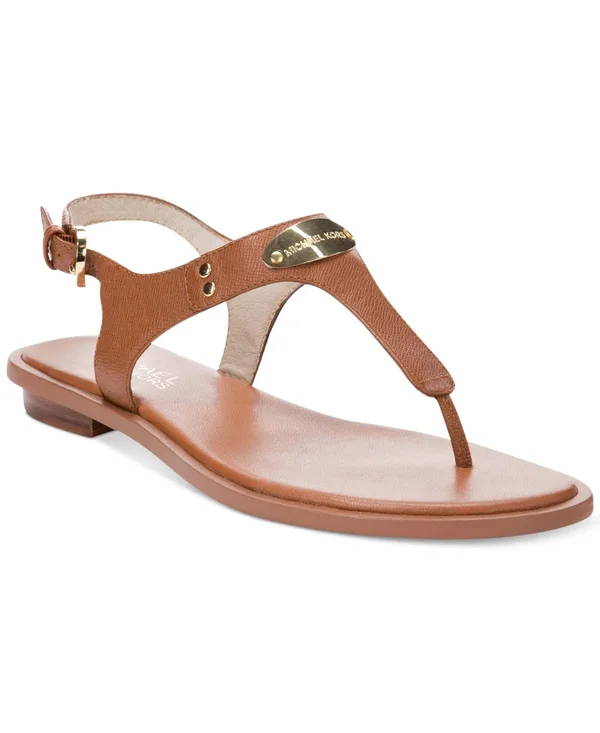 Michael Michael Kors MK Plate Flat Thong Sandals - Luggage