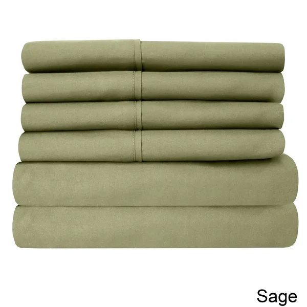 Sweet Home Collection RV Queen 6-Piece Bed Sheet Set - Sage