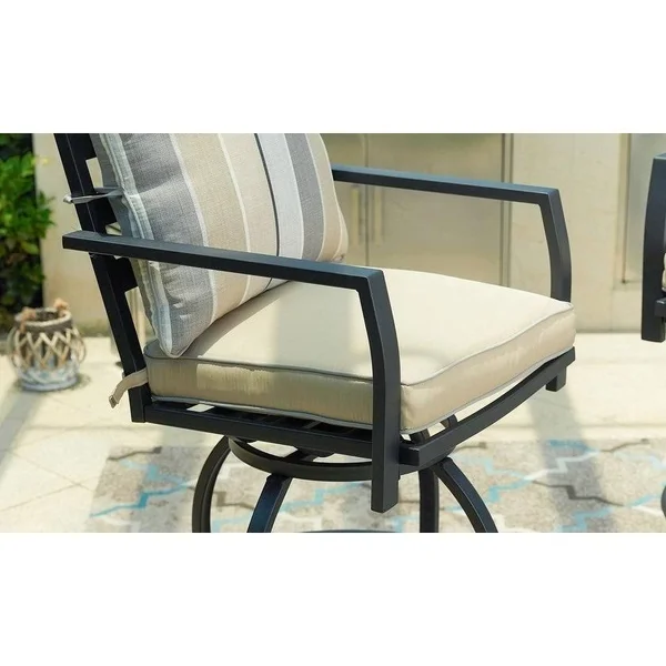 Patio Festival 2-Piece High Seating Swivel Chair Set (Beige)