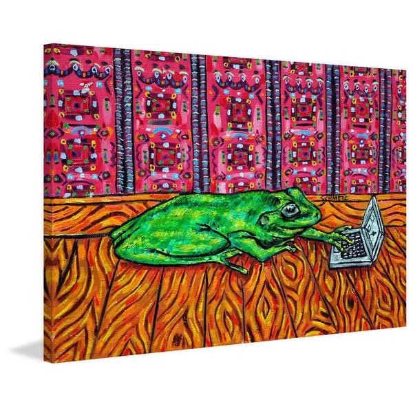 Marmont Hill - Handmade Frog Computer Print on Wrapped Canvas 30 x 20