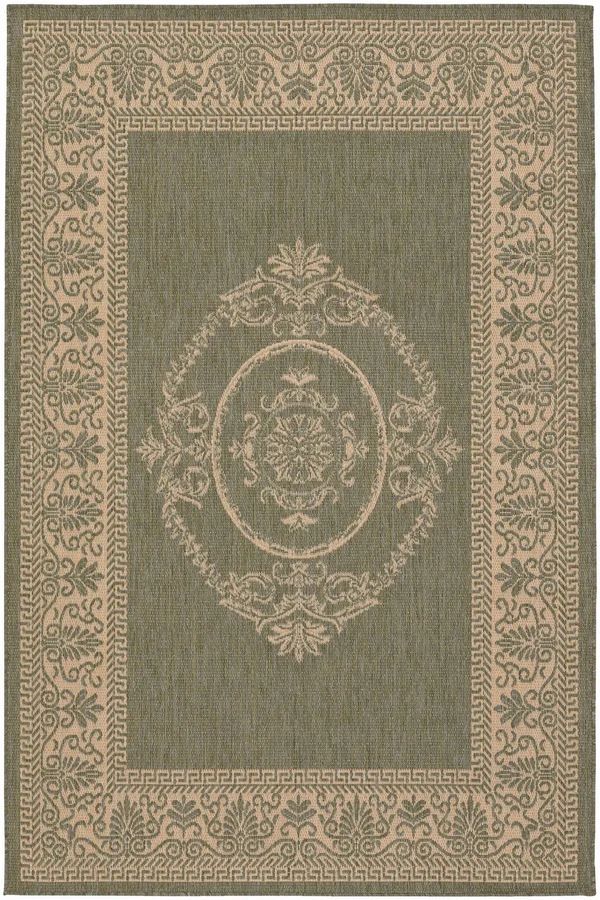 Couristan Recife Antique Medallion Area Rug, Green/Natural, 8&6x22 Square