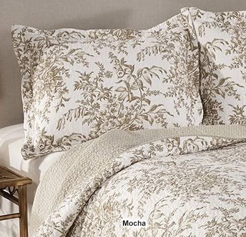 Laura Ashley 3-Piece Bedford Delft Quilt Set - Brown, Full/Queen