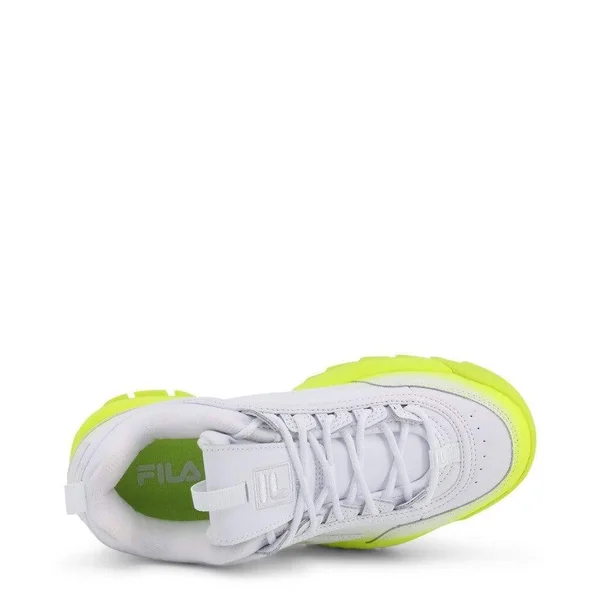 Fila Women's Disruptor II Brights Fade Sneakers, White/Safety Yellow, 9 M