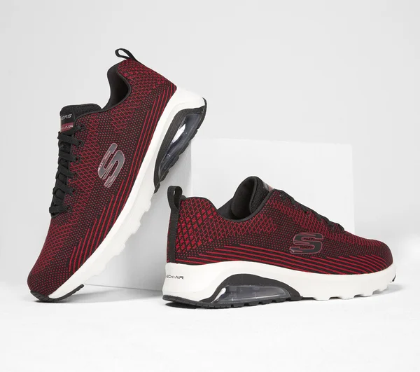 Skechers Men's Skech-Air Varsity Sneakers - Black/Red, 14.0