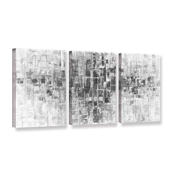 ArtWall Susanna Shaposhnikova&s Black and White - 3 Piece Gallery Wrapped Canvas Set - 36x72