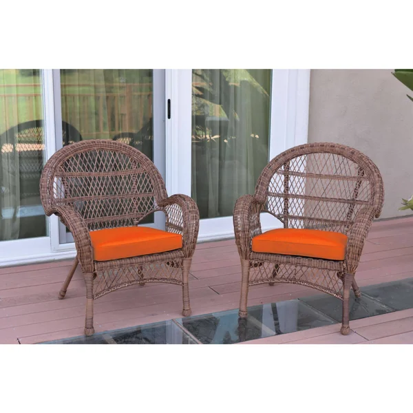 Jeco Santa Maria Wicker Chair - Set of 2 - Orange
