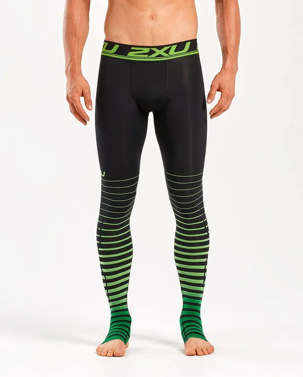 2XU Men's Elite Power Recovery Compression Tights Black, Green M
