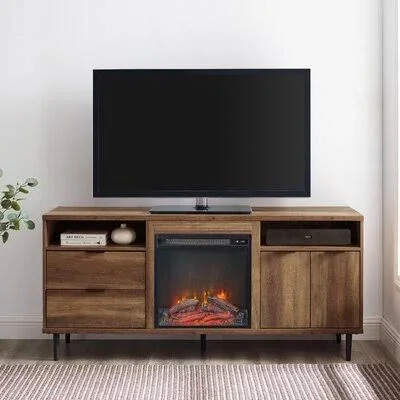 Eglinton TV Stand for TVs Up to 65x22 with Electric Fireplace Included Wrought Studio Color: Reclaimed Barnwood