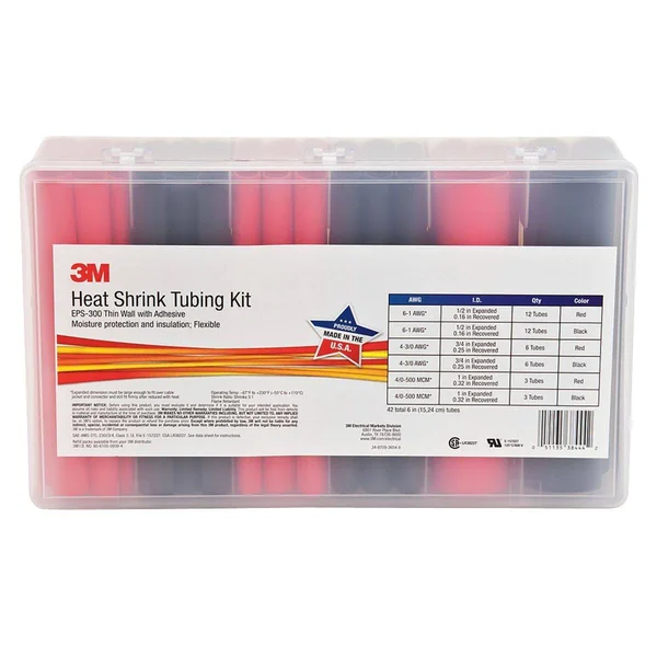 3M Thin-Wall Heat Shrink Tubing EPS-300 - Adhesive-Lined, Black/Red