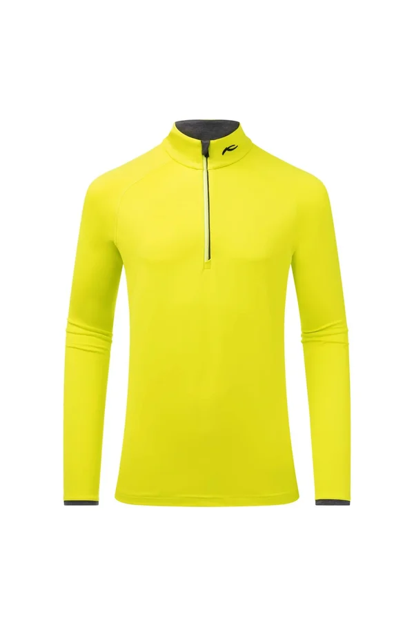 Kjus Mens Feel Halfzip Yellow - Mens Long-sleeved T-Shirt, Size 44 - Color Citric Yellow