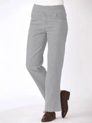 Blair Women's Plus Flat Waist Wide-Leg Jeans - Slate Gray Grey 22W