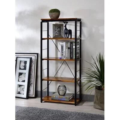 Oak & Black Jurgen Bookshelf 17 Stories Color: Black/Brown