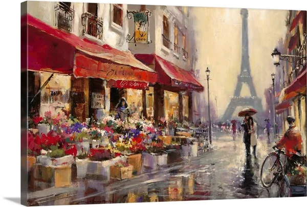 April in Paris - Large Solid-Faced Canvas Wall Art Print, Great Big Canvas